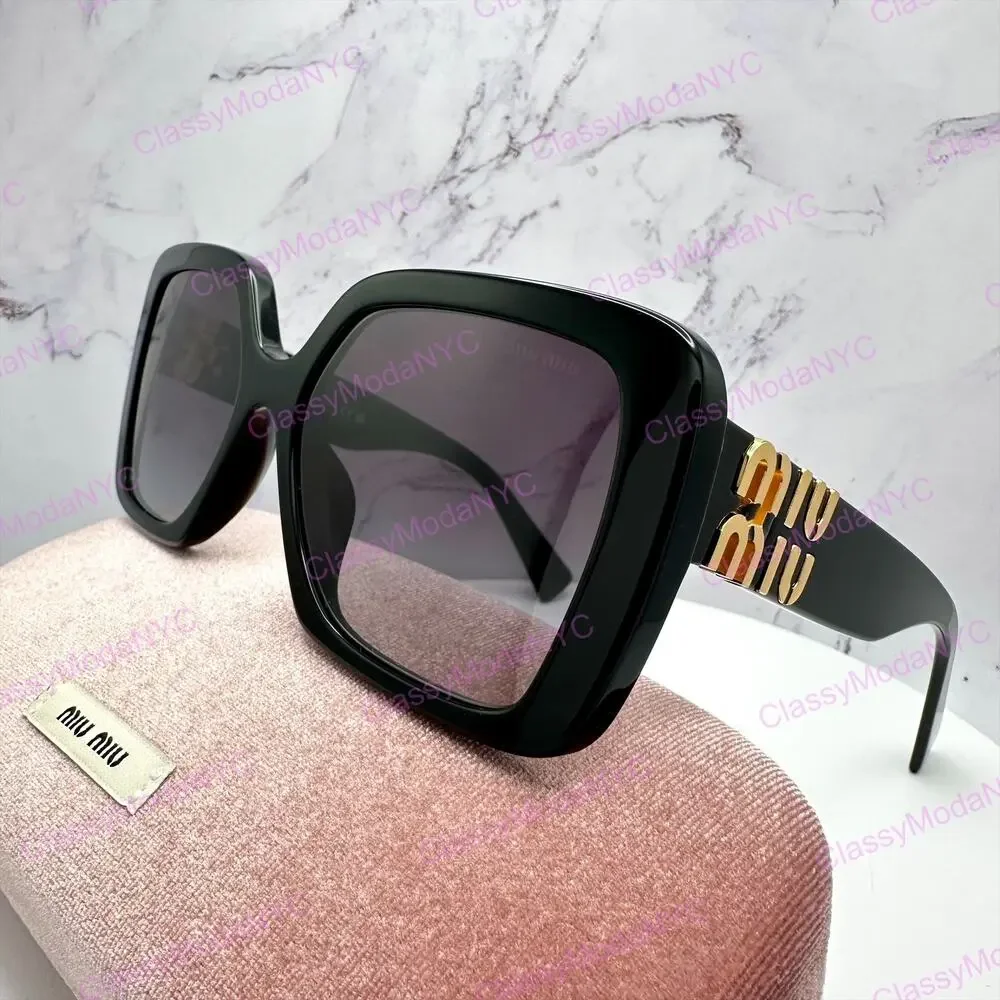 New MIU MIU Sunglasses Black Square Gold Full Rim 56mm MIU MIU - Picture 15 of 16